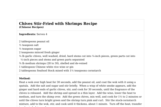 Chives Stir-Fried with Shrimps Recipe