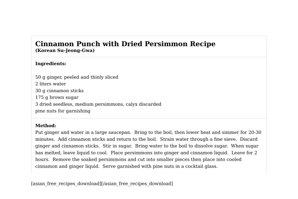 Cinnamon Punch with Dried Persimmon Recipe