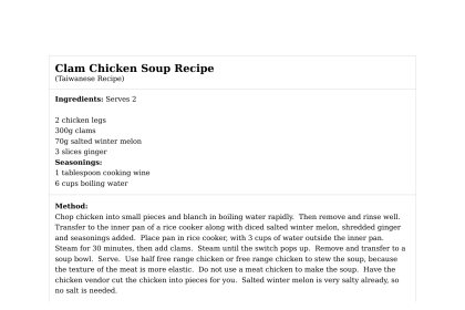 Clam Chicken Soup Recipe