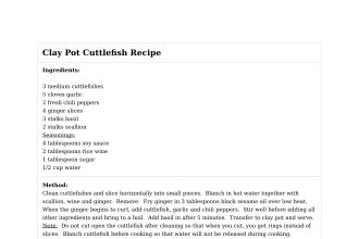 Clay Pot Cuttlefish Recipe