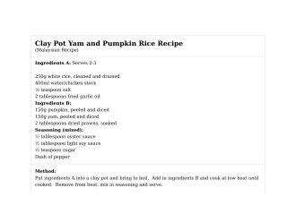 Clay Pot Yam and Pumpkin Rice Recipe