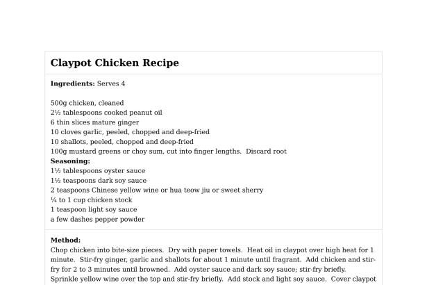 Claypot Chicken Recipe