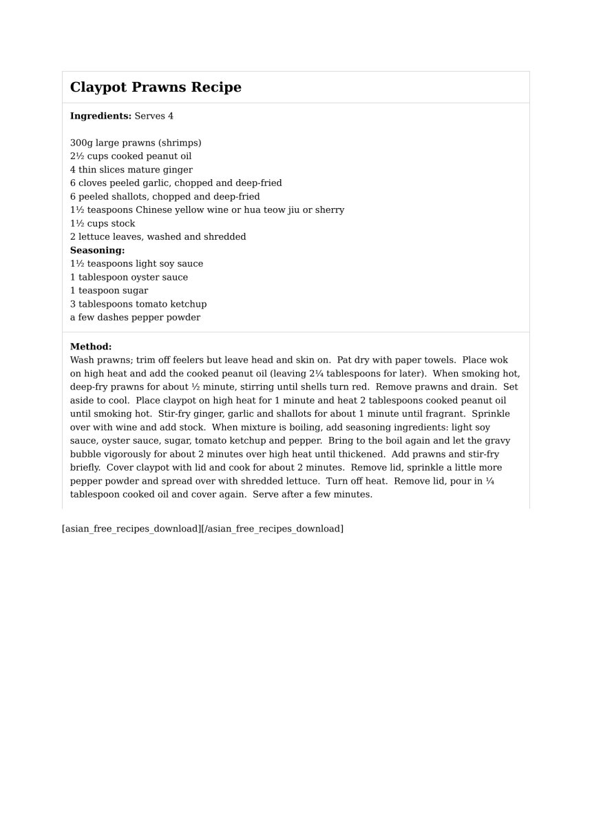 Claypot Prawns Recipe