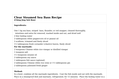 Clear Steamed Sea Bass Recipe