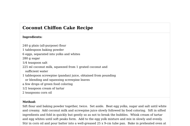 Coconut Chiffon Cake Recipe