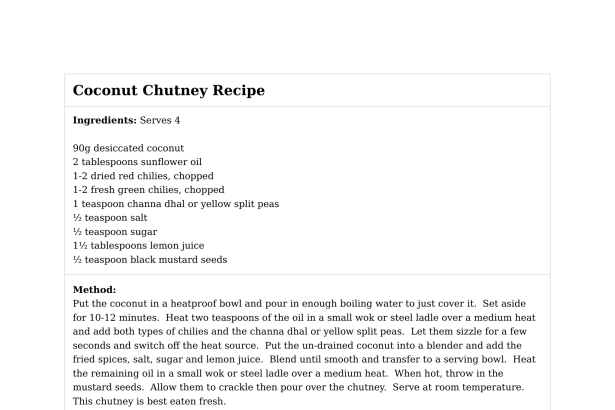 Coconut Chutney Recipe