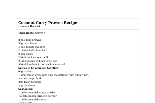 Coconut Curry Prawns Recipe