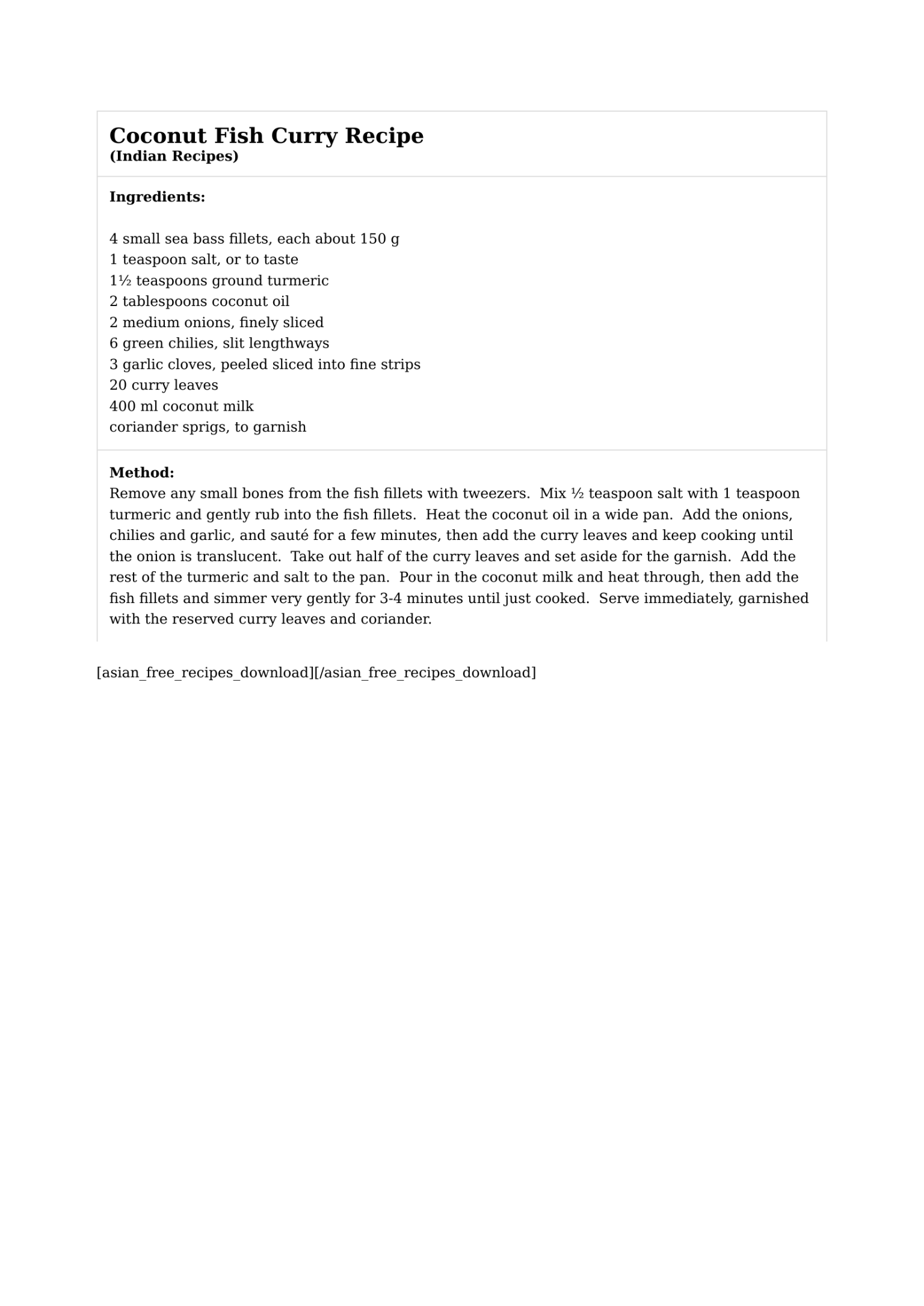 Coconut Fish Curry Recipe
