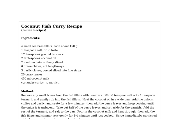 Coconut Fish Curry Recipe