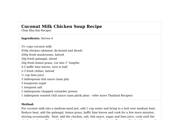 Coconut Milk Chicken Soup Recipe