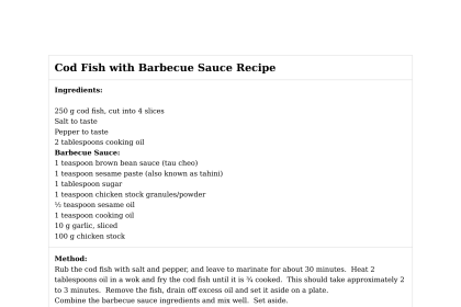 Cod Fish with Barbecue Sauce Recipe