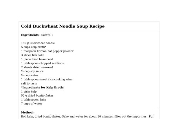 Cold Buckwheat Noodle Soup Recipe