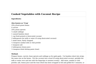 Cooked Vegetables with Coconut Recipe