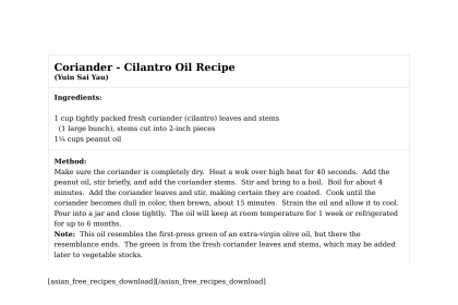 Coriander - Cilantro Oil Recipe