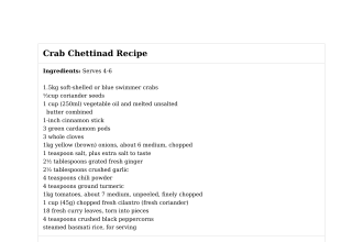 Crab Chettinad Recipe