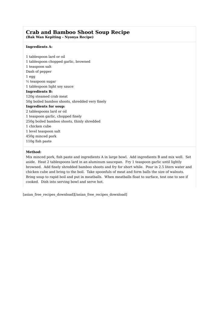 Crab and Bamboo Shoot Soup Recipe