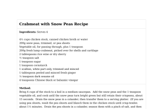 Crabmeat with Snow Peas Recipe