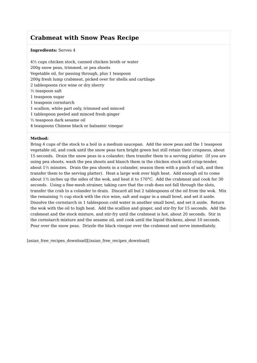 Crabmeat with Snow Peas Recipe