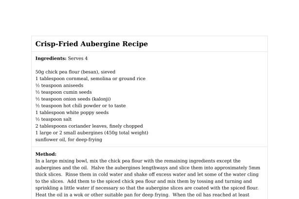 Crisp-Fried Aubergine Recipe