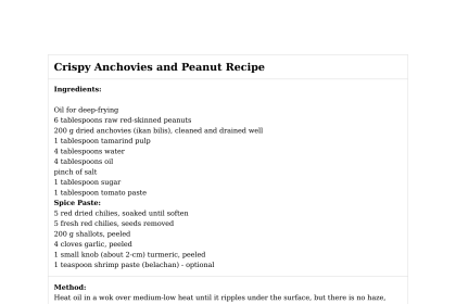 Crispy Anchovies and Peanut Recipe
