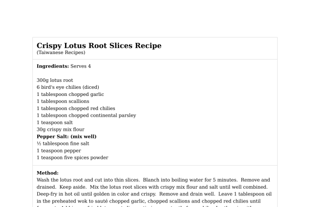 Crispy Lotus Root Slices Recipe