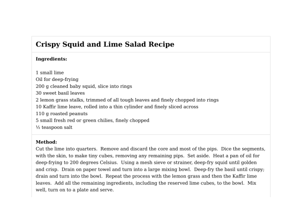 Crispy Squid and Lime Salad Recipe