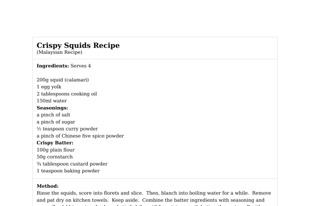 Crispy Squids Recipe