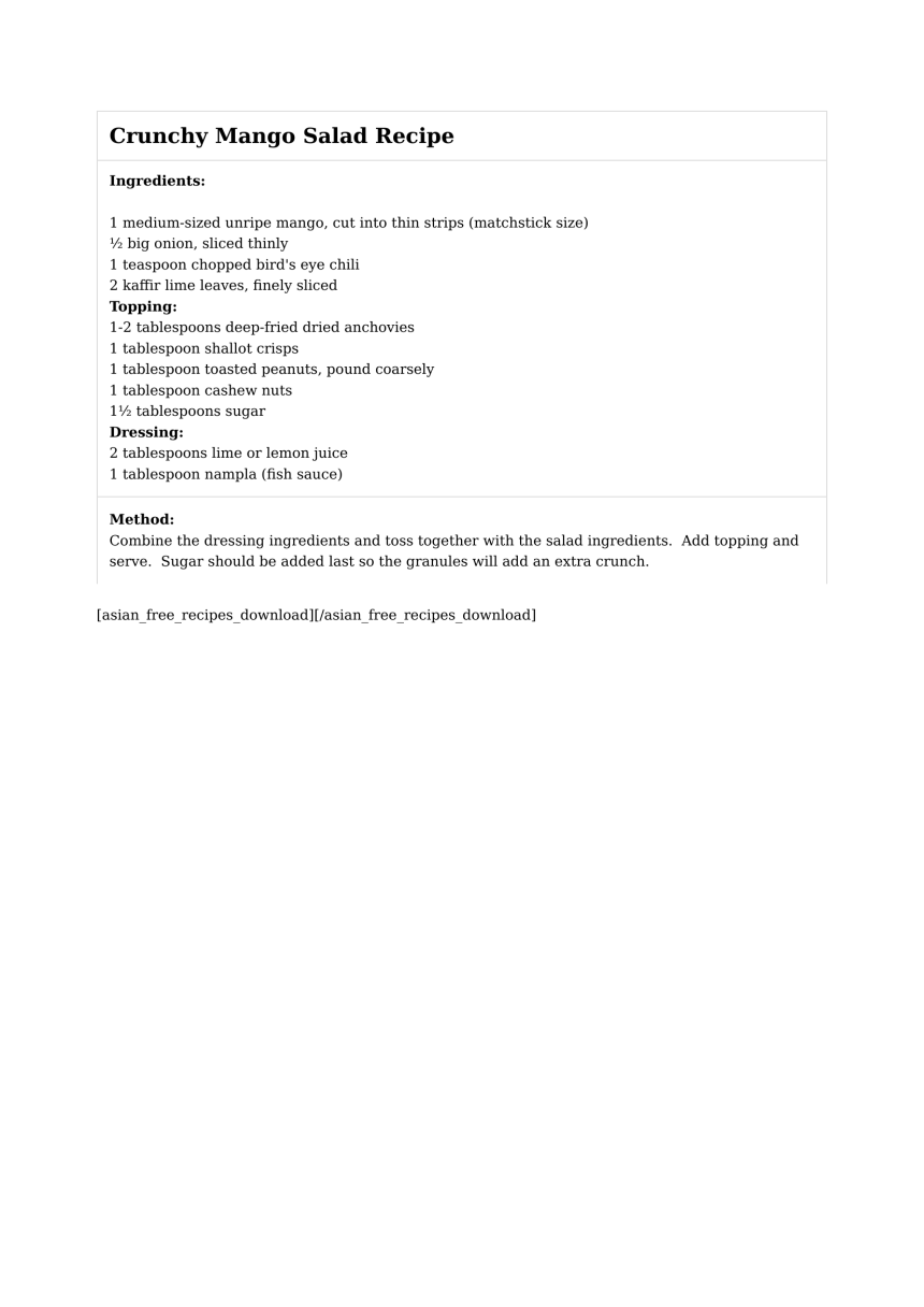 Crunchy Mango Salad Recipe