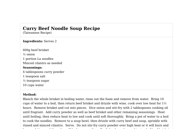 Curry Beef Noodle Soup Recipe