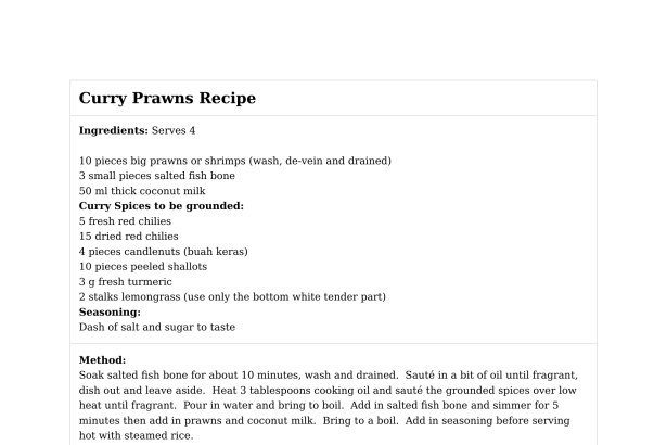 Curry Prawns Recipe