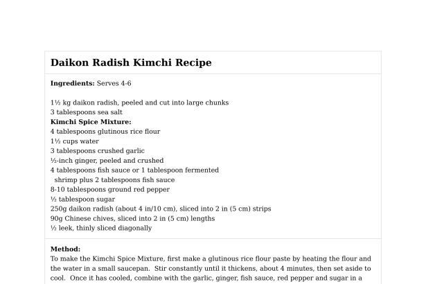 Daikon Radish Kimchi Recipe