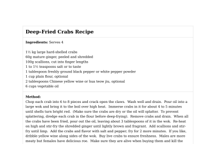 Deep-Fried Crabs Recipe
