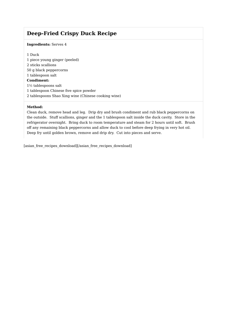 DeepFried Crispy Duck Recipe