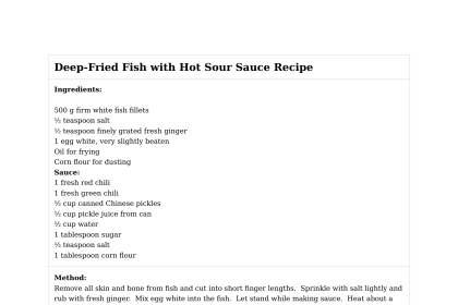 Deep-Fried Fish with Hot Sour Sauce Recipe