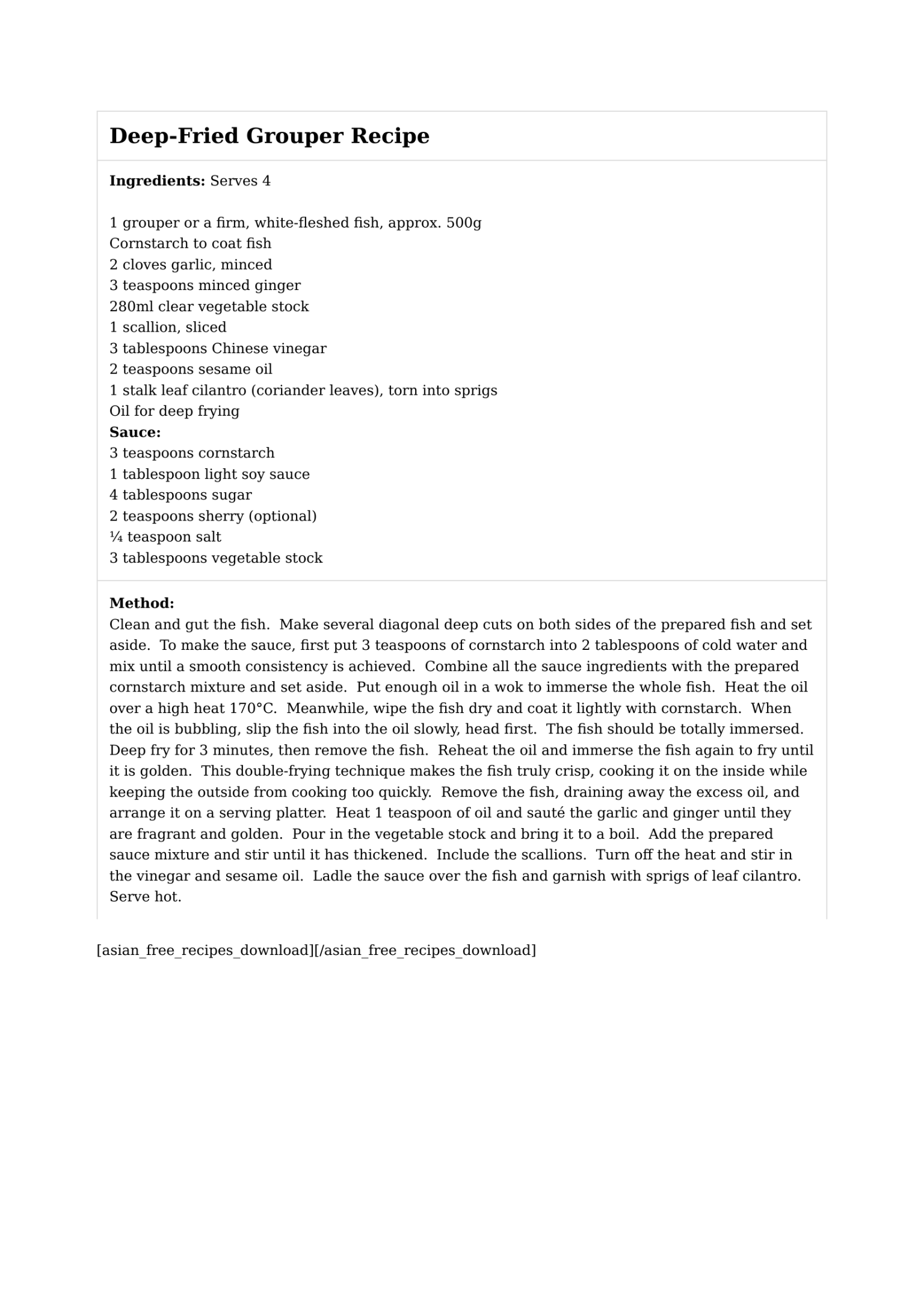 Deep-Fried Grouper Recipe