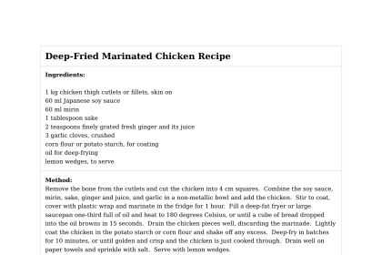 Deep-Fried Marinated Chicken Recipe