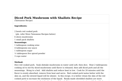 Diced Pork Mushroom with Shallots Recipe