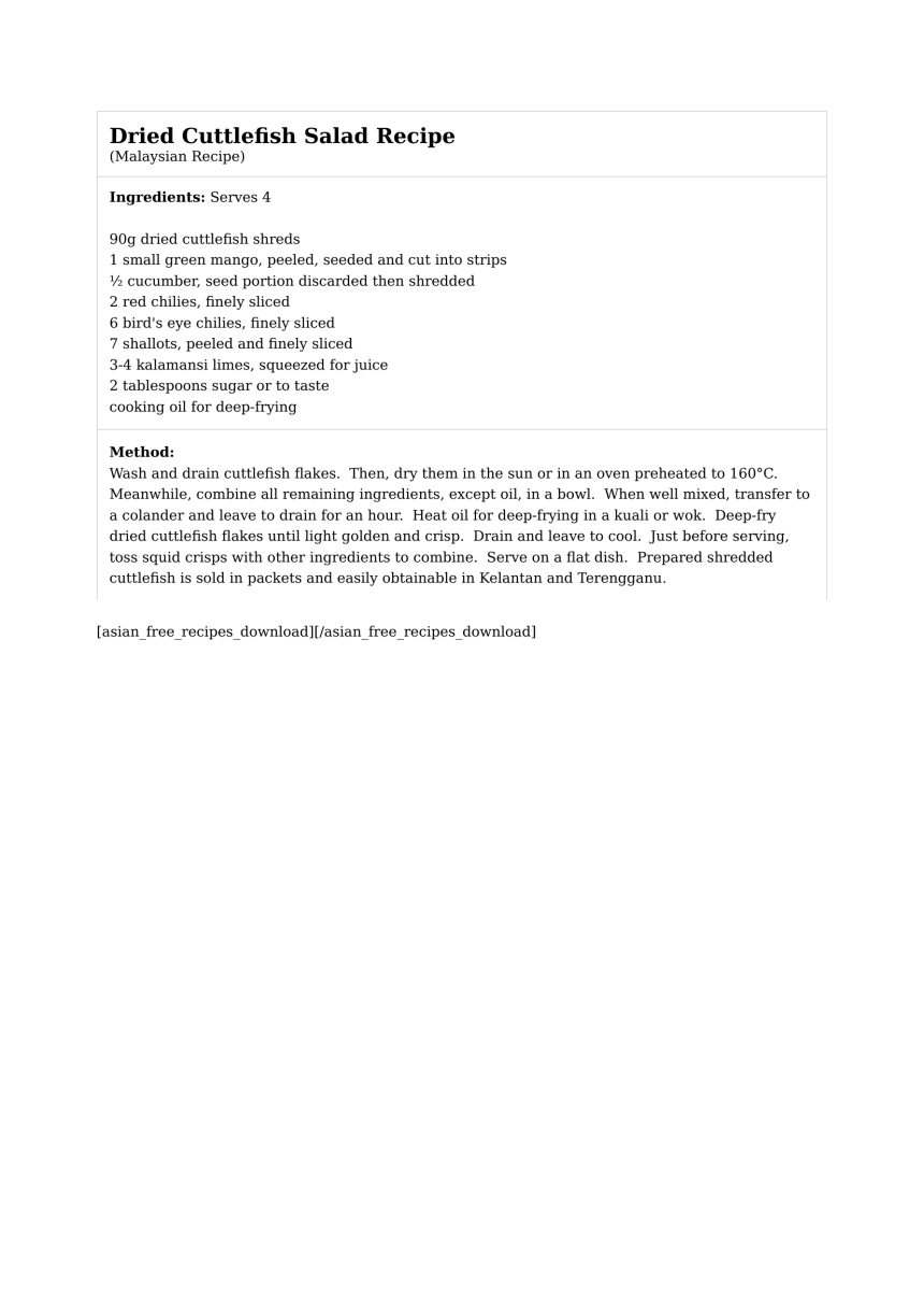 Dried Cuttlefish Salad Recipe