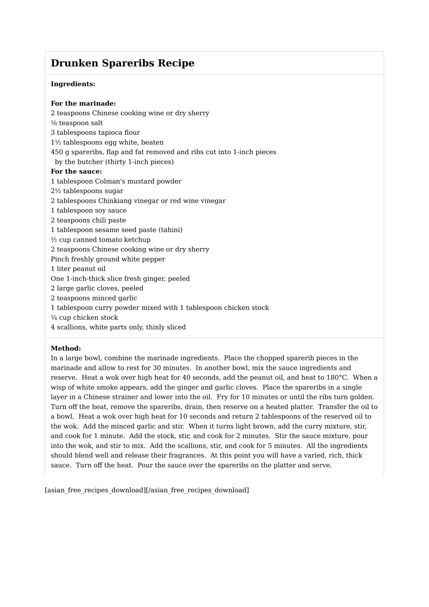 Drunken Spareribs Recipe