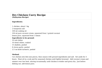 Dry Chicken Curry Recipe