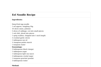 Eel Noodle Recipe