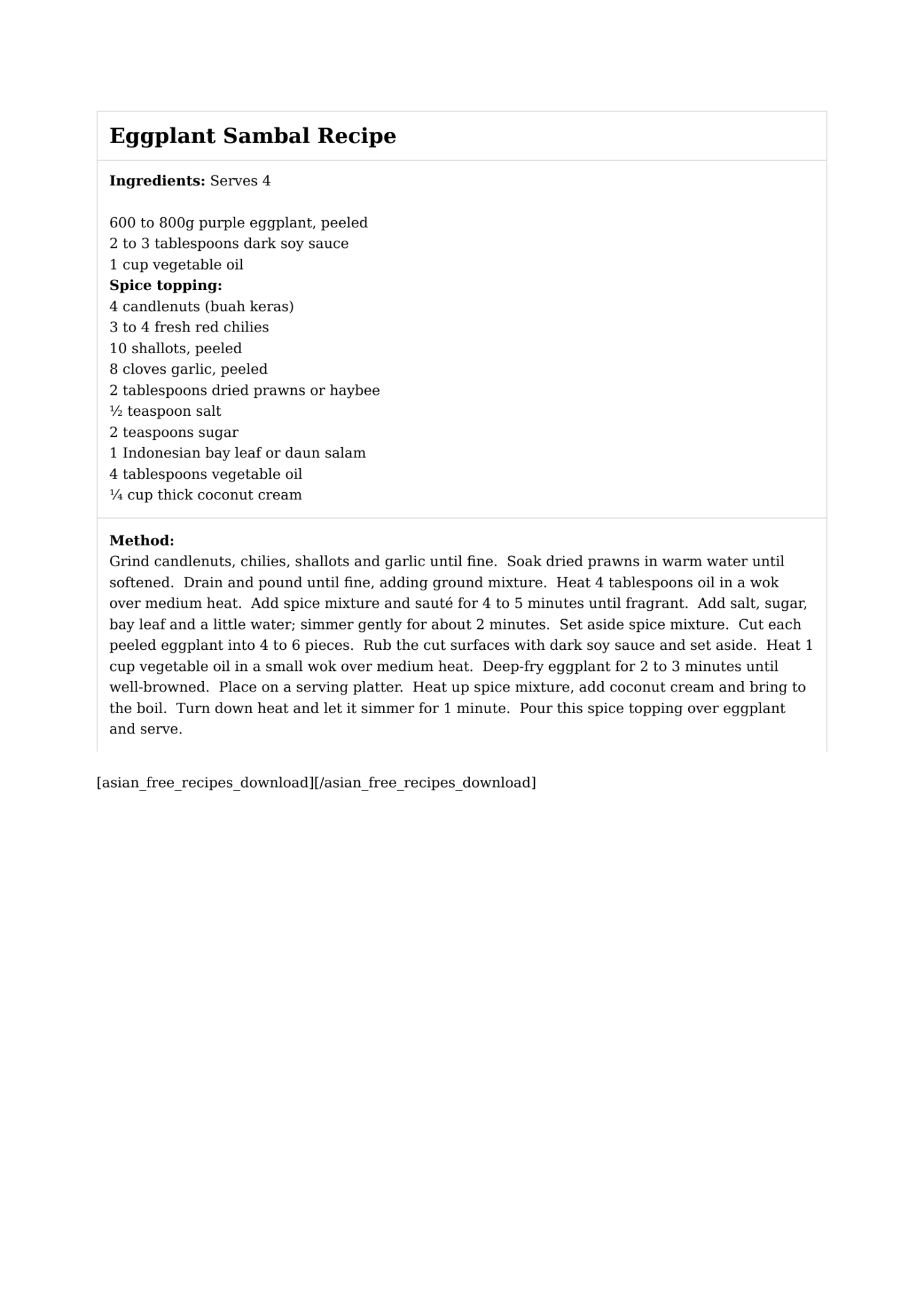 Eggplant Sambal Recipe