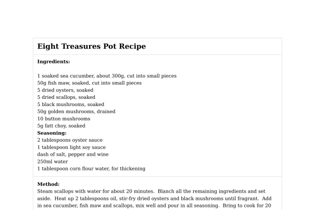 Eight Treasures Pot Recipe
