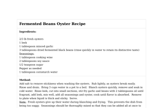 Fermented Beans Oyster Recipe