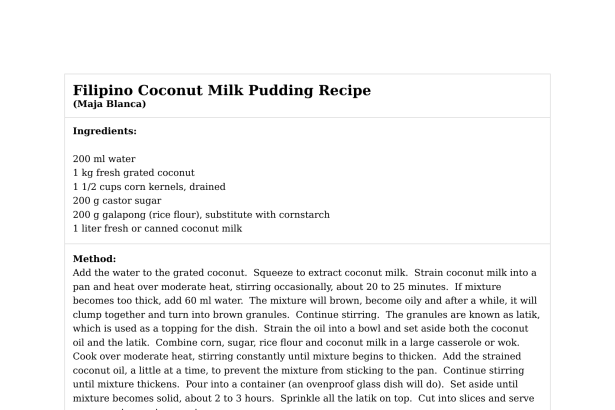 Filipino Coconut Milk Pudding Recipe