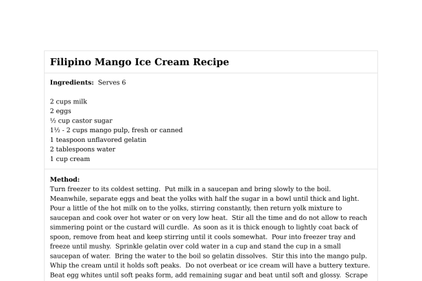 Filipino Mango Ice Cream Recipe