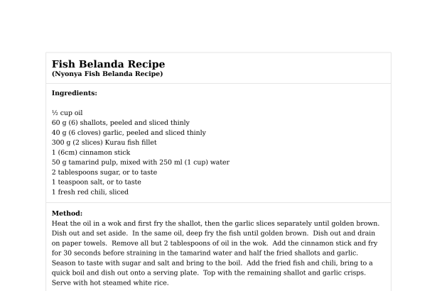 Fish Belanda Recipe
