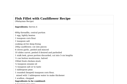 Fish Fillet with Cauliflower Recipe