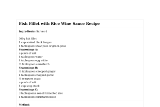 Fish Fillet with Rice Wine Sauce Recipe
