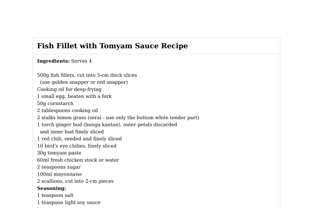 Fish Fillet with Tomyam Sauce Recipe